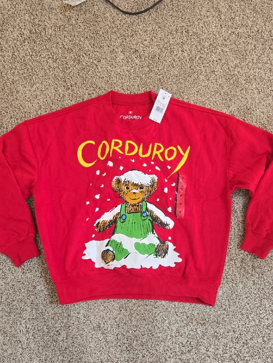 Ripple Junction Tops - Ripple Junction Red Corduroy Graphic Crewneck Sweatshirt